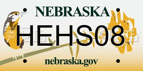 HEHS08 Nebraska License Plate