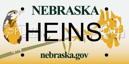 HEINS Nebraska License Plate