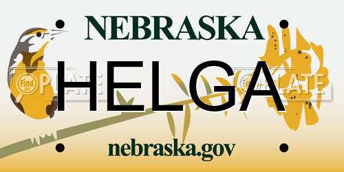 HELGA Nebraska License Plate