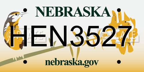 HEN3527 Nebraska License Plate
