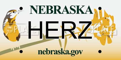 HERZ Nebraska License Plate