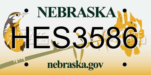 HES3586 Nebraska License Plate