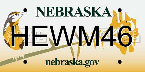 HEWM46 Nebraska License Plate