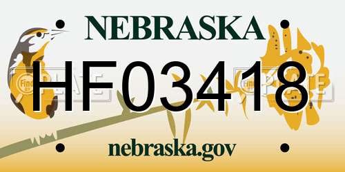 HF03418 Nebraska License Plate