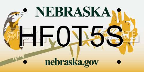 HF0T5S Nebraska License Plate