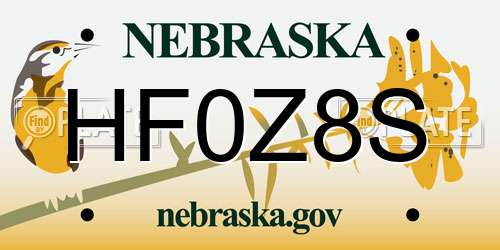 HF0Z8S Nebraska License Plate