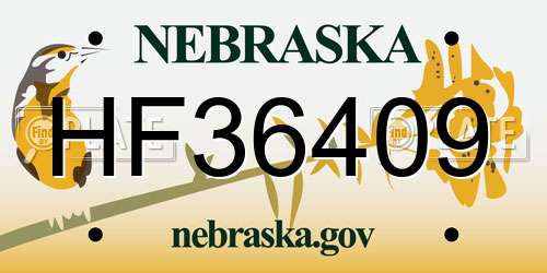 HF36409 Nebraska License Plate