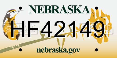 HF42149 Nebraska License Plate