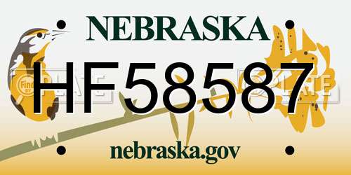 HF58587 Nebraska License Plate
