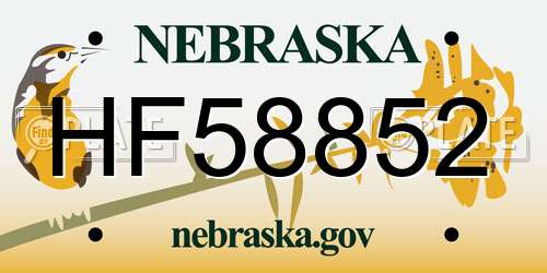 HF58852 Nebraska License Plate