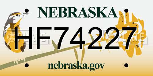 HF74227 Nebraska License Plate