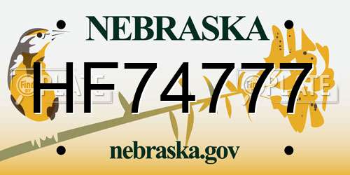 HF74777 Nebraska License Plate
