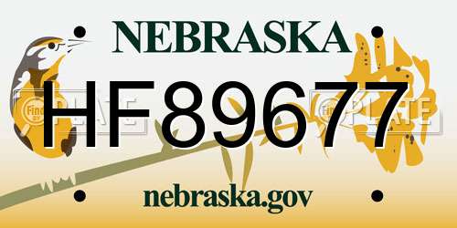 HF89677 Nebraska License Plate