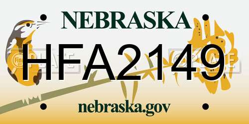 HFA2149 Nebraska License Plate