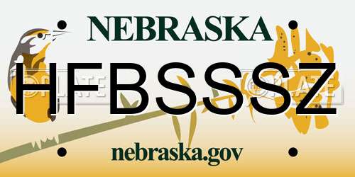 HFBSSSZ Nebraska License Plate