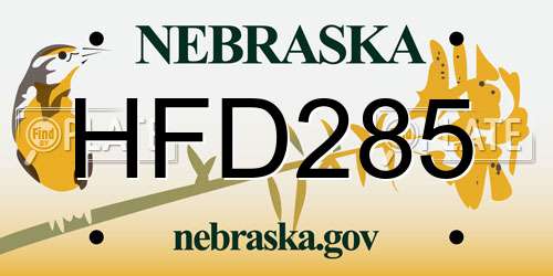 HFD285 Nebraska License Plate