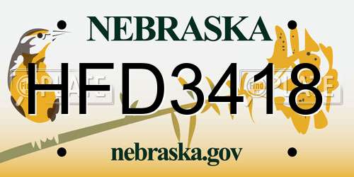 HFD3418 Nebraska License Plate