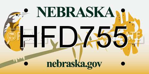 HFD755 Nebraska License Plate