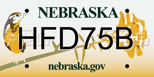 HFD75B Nebraska License Plate