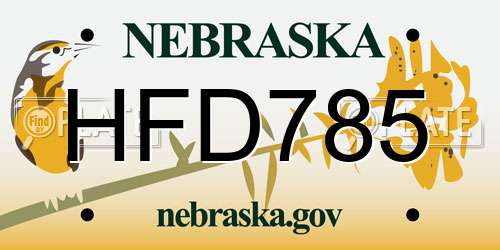 HFD785 Nebraska License Plate