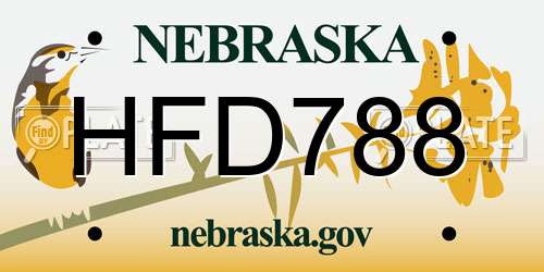 HFD788 Nebraska License Plate
