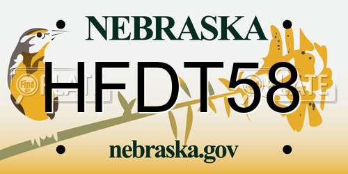 HFDT58 Nebraska License Plate