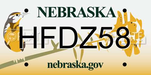 HFDZ58 Nebraska License Plate