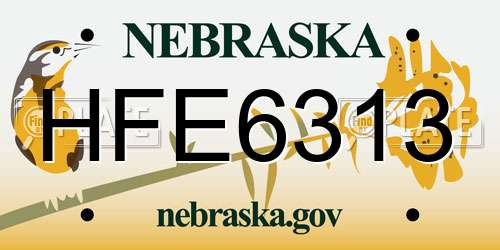 HFE6313 Nebraska License Plate