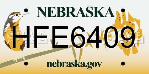 HFE6409 Nebraska License Plate