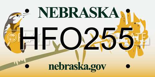 HFO255 Nebraska License Plate