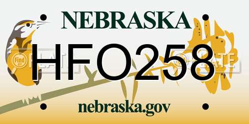 HFO258 Nebraska License Plate