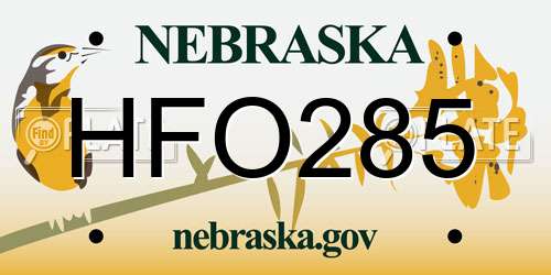 HFO285 Nebraska License Plate
