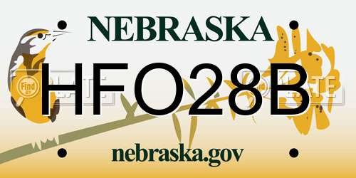 HFO28B Nebraska License Plate