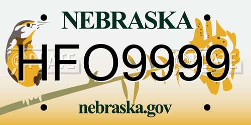 HFO9999 Nebraska License Plate