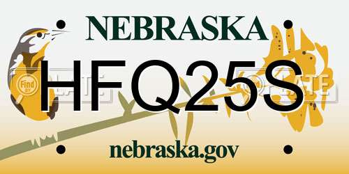 HFQ25S Nebraska License Plate