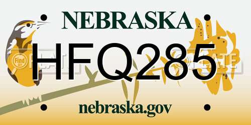 HFQ285 Nebraska License Plate