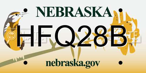 HFQ28B Nebraska License Plate