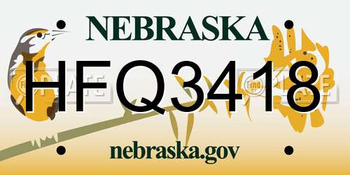 HFQ3418 Nebraska License Plate