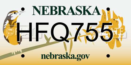 HFQ755 Nebraska License Plate