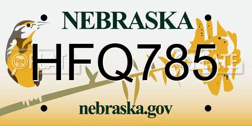 HFQ785 Nebraska License Plate