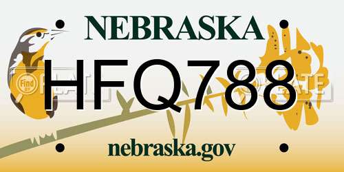 HFQ788 Nebraska License Plate