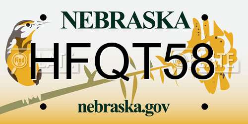 HFQT58 Nebraska License Plate