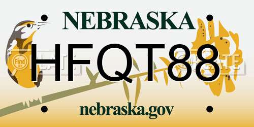 HFQT88 Nebraska License Plate