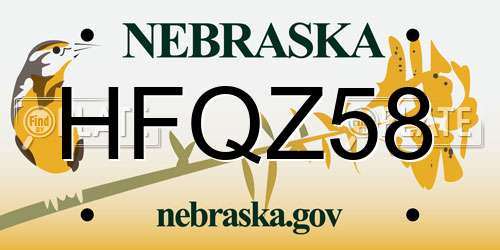 HFQZ58 Nebraska License Plate