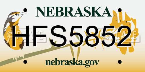 HFS5852 Nebraska License Plate