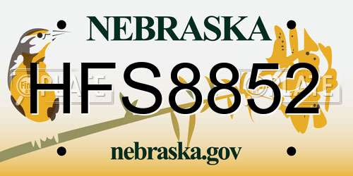 HFS8852 Nebraska License Plate