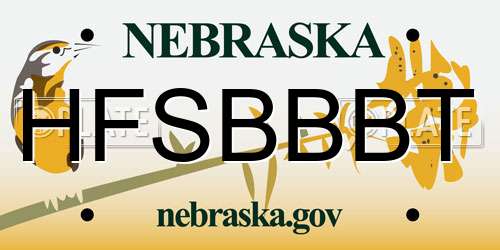 HFSBBBT Nebraska License Plate