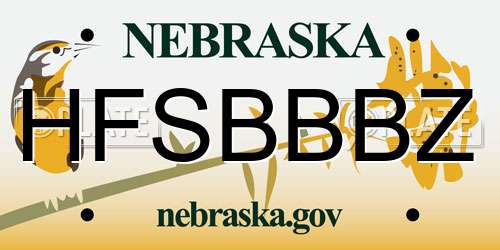 HFSBBBZ Nebraska License Plate