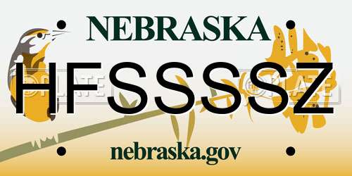 HFSSSSZ Nebraska License Plate