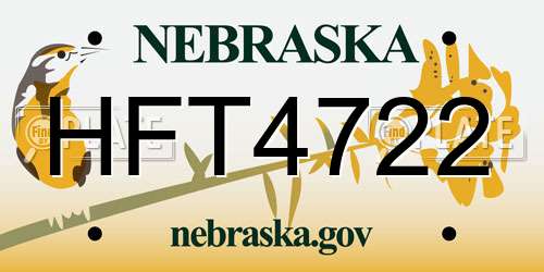 HFT4722 Nebraska License Plate
